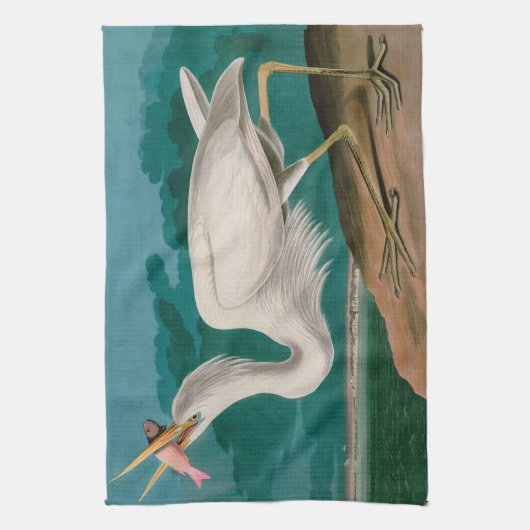 Great White Heron Birds of America Audubon Print Theedoek (Verticaal)