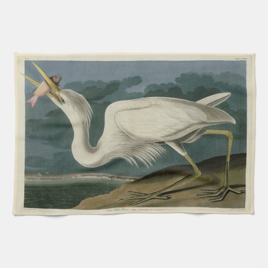 Great White Heron, van Audubon's Birds of America Theedoek (Horizontaal)