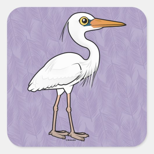 Great White Heron Vierkante Sticker (Voorkant)
