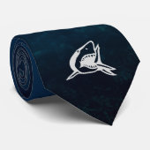 Great White Shark Afbeelding Font Blue Ocean Neckt Stropdas (Opgerold)