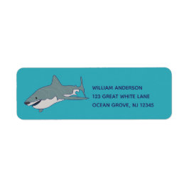 Great White Shark Aqua Blue retouradres Etiket