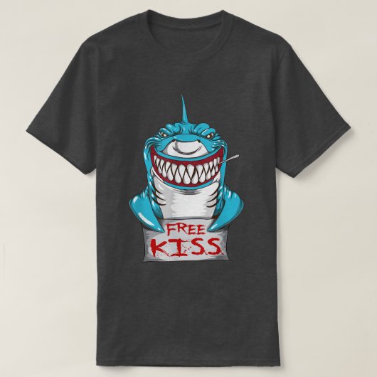 Great White Shark Free Kiss Shark Bite Teeth Bitin T-shirt (Design voorkant)