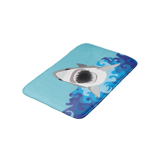 Great White Shark Funny Cartoon Badmat (Gekanteld)