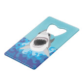 Great White Shark Funny Cartoon Creditkaart Flessenopener (Achterkant Gekanteld)