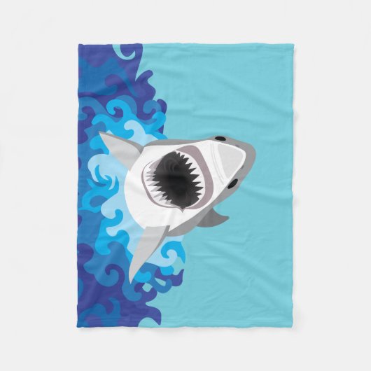Great White Shark Funny Cartoon Fleece Deken (Voorkant)