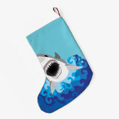 Great White Shark Funny Cartoon Kleine Kerstsok (Achterkant (Hangend))