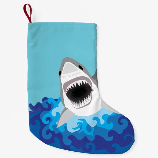 Great White Shark Funny Cartoon Kleine Kerstsok (Voorkant)