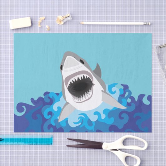 Great White Shark Funny Cartoon Tissuepapier (Craft)