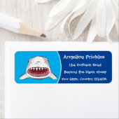 Great white shark gemiddelde cartoon illustratie l etiket (Insitu)