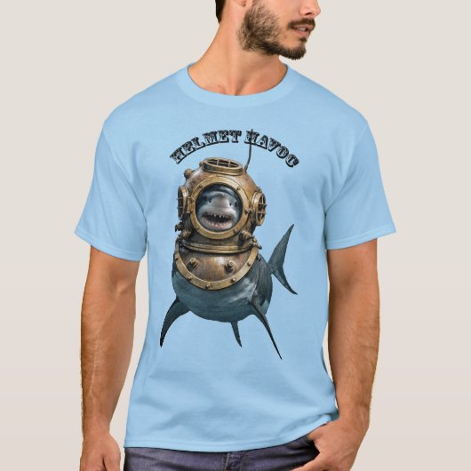 Great White Shark Inside of a Diving Helmet URM T-shirt (Voorkant)