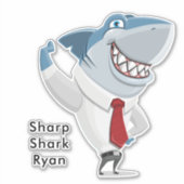 Great White Shark Kantoor Clothes Cartoon Voeg naa Sticker (Voorkant)