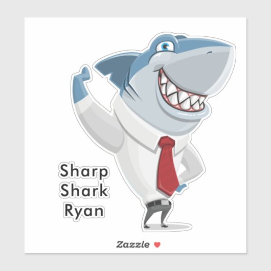 Great White Shark Kantoor Clothes Cartoon Voeg naa Sticker (Vel)
