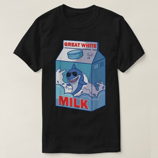 Great White Shark Milk Bo Carton Pack Funny Quirky T-shirt (Design voorkant)