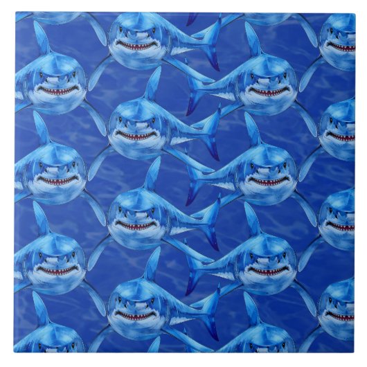 Great White Shark Pattern  Tegeltje (Voorkant)