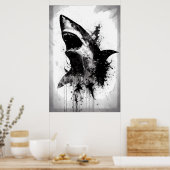 Great White Shark Portret Poster (Keuken)