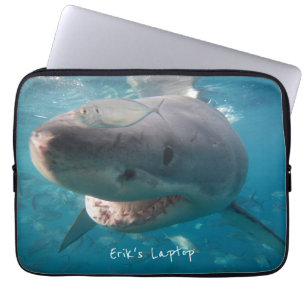 Great White Shark Portret Underwater Personated Laptop Sleeve