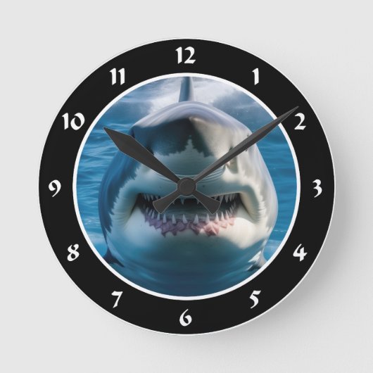 Great White Shark Ronde Klok (Voorkant)