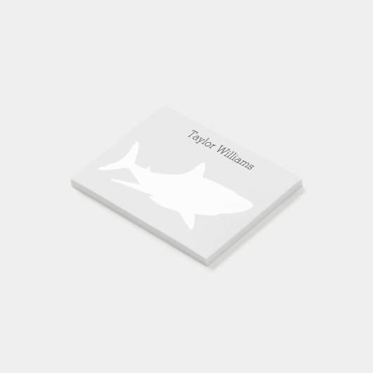 Great White Shark Silhouette met Jouw naam Post-it® Notes (Schuin)
