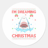 Great White Shark Ugly Xmas Sweater Shark Fishing  Ronde Sticker (Voorkant)