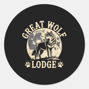 Great Wolf Lodge Huilende Wolf Volle Maan Natuur S Ronde Sticker