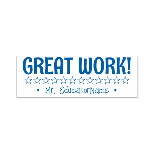 "GREAT WORK!" + Schoolleraar Naam Rubber Stempel (Design)