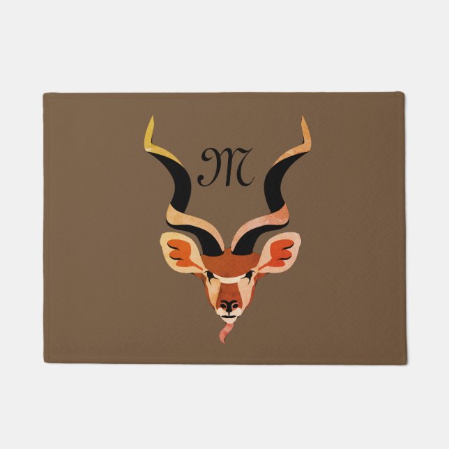 Greater Kudu Antelope Monogram Deurmat (Voorkant)