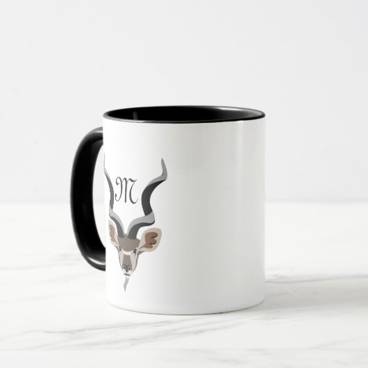 Greater Kudu Antelope Monogram Mok (Voorkant links)