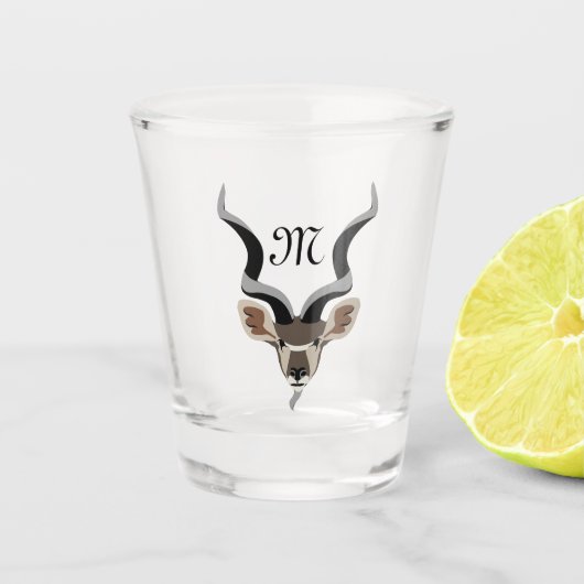 Greater Kudu Antelope Monogram Shot Glas (Voorkant)