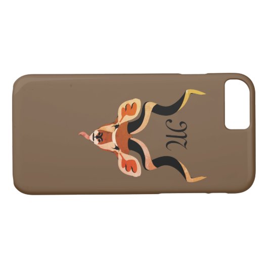 Greater Kudu Head geïllustreerd Monogram Case-Mate iPhone Case (Achterkant (Horizontaal))