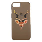 Greater Kudu Head geïllustreerd Monogram Case-Mate iPhone Case (Achterkant)