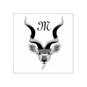 Greater Kudu Head geïllustreerd Monogram Rubberstempel (Afrduk)