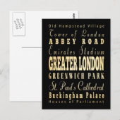 Greater London City of England Typografie Briefkaart (Voorkant / Achterkant)