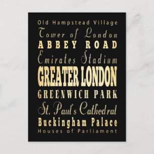 Greater London City of England Typografie Briefkaart