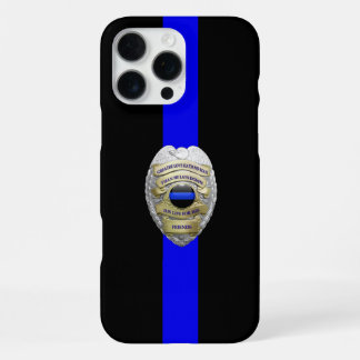 Greater Love Police Badge Thin Blue Line iPhone 16 Pro Max Hoesje