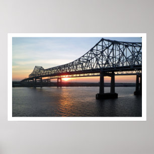 Greater New Orleans-brug bij zonsondergang Poster