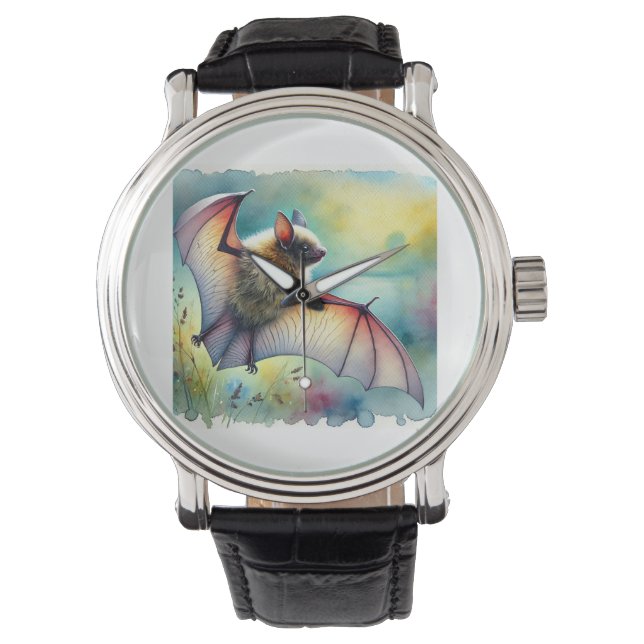 Greater Noctule Bat 120924AREF149 - Watercolor Horloge (Voorkant)