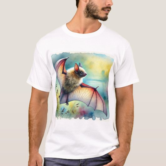 Greater Noctule Bat 120924AREF149 - Watercolor T-shirt (Voorkant)
