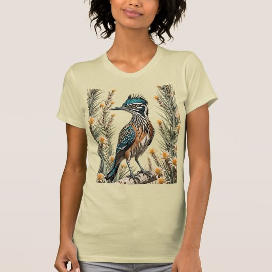 Greater Roadrunner omgeven door Yucca Flower 3 T-shirt (Voorkant)