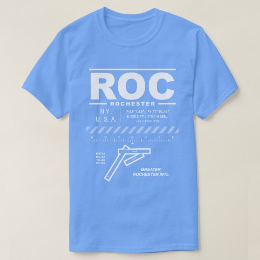 Greater Rochester Int'l Airport ROC T-shirt (Design voorkant)