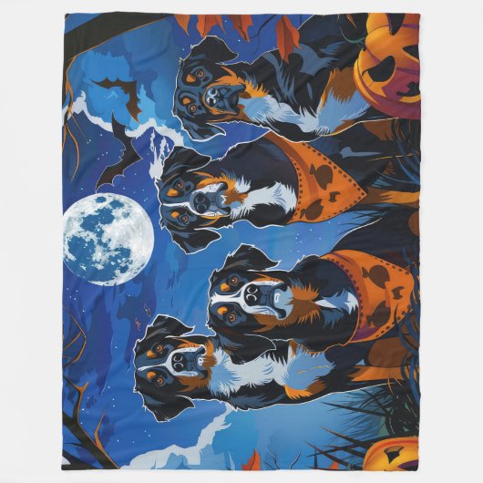 Greater Swiss Halloween Spooky Fleece Deken (Voorkant)