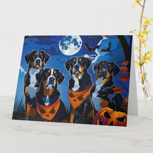 Greater Swiss Halloween Spooky Kaart (Gele Bloem)