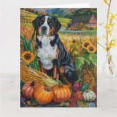 Greater Swiss Mountain Autumn Harvest Thanksgiving Kaart (Gele Bloem)