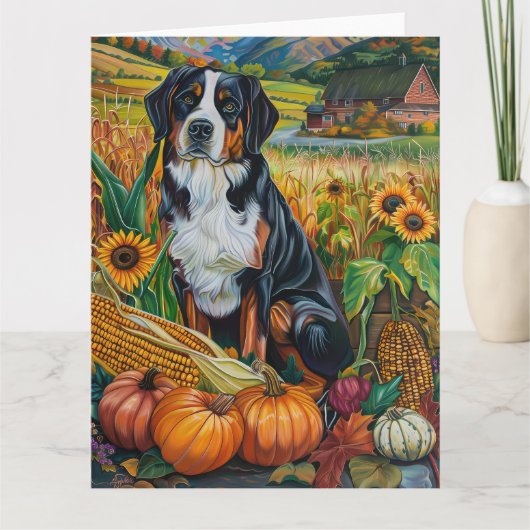 Greater Swiss Mountain Autumn Harvest Thanksgiving Kaart (Voorkant)