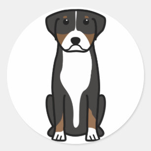 Greater Swiss Mountain Dog Cartoon Ronde Sticker