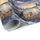 Greater Swiss Mountain Dog Christmas Boat Holiday Cadeaupapier (Rol Hoek)