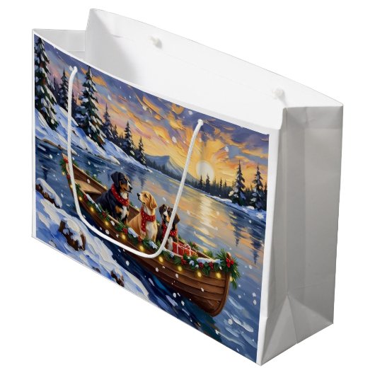 Greater Swiss Mountain Dog Christmas Boat Holiday Groot Cadeauzakje (Voorkant Gekanteld)