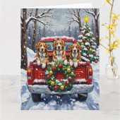 Greater Swiss Mountain Dog Christmas Red Truck Kaart (Gele Bloem)