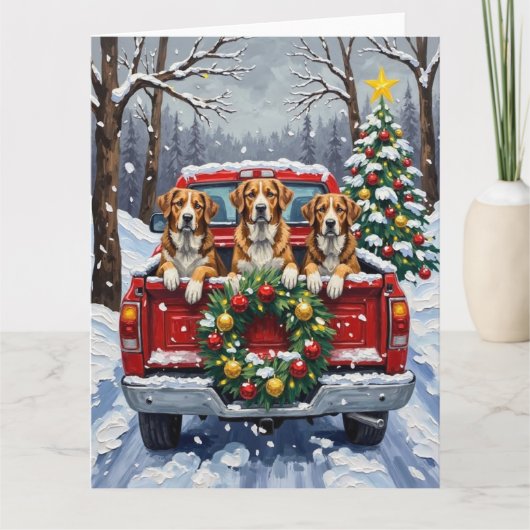 Greater Swiss Mountain Dog Christmas Red Truck Kaart (Voorkant)