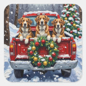 Greater Swiss Mountain Dog Christmas Red Truck Vierkante Sticker (Voorkant)