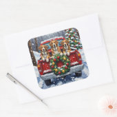 Greater Swiss Mountain Dog Christmas Red Truck Vierkante Sticker (Envelop)